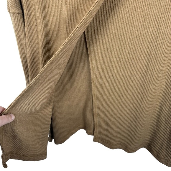 Free People Juicy Light Brown Ribbed Knit Cowl Neck Sweater Camel Small - Picture 13 of 15